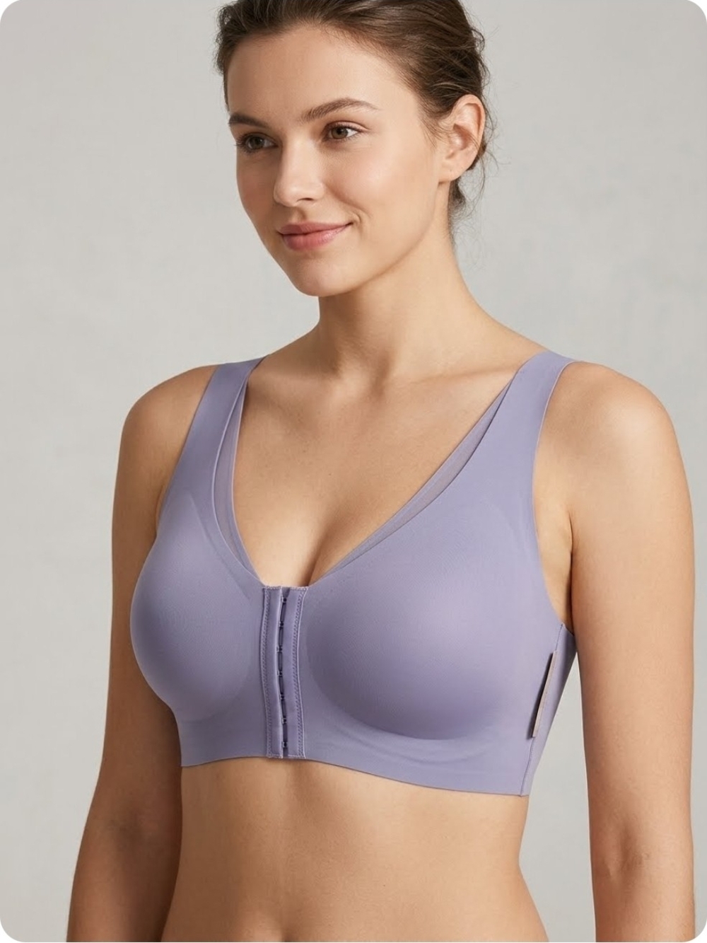 Front-Close Wireless Comfort Bra in Lavender